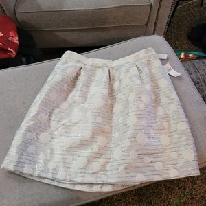Anthropologie Maeve, size 14, cream and navy with silver sequins